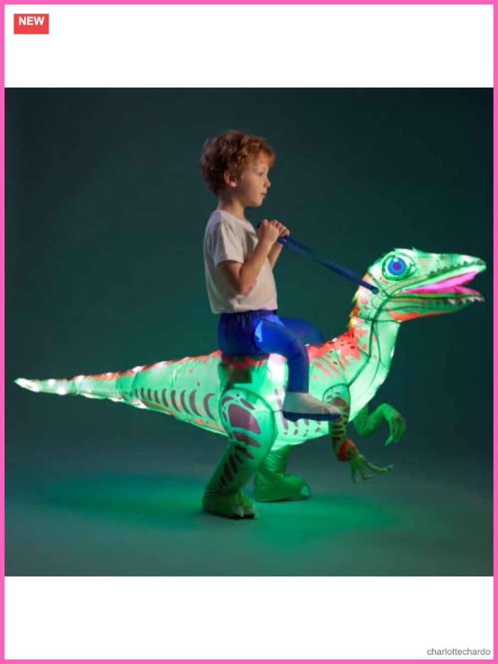 Inflatble Dinosaur Costume LED Light Up Halloween Kids Boys Girls Td